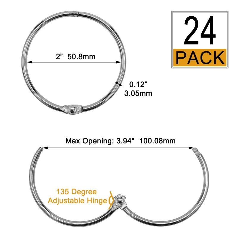 LULARINE Shower Curtain Hooks Rings 24 Pcs Rustproof Metal Shower Hooks for Shower Curtain Glide Smoothly Round Shower Rings for Curtain Shower Curtain Rings for Bathroom Shower Rod Snap Joint Design (Silver) - Image 3